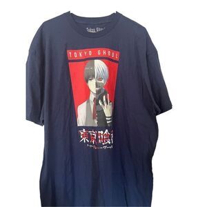Crunchyroll Men's Navy Blue Tokyo Ghoul Kaneki Split Face T-Shirt Size 2XL